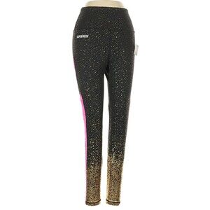 Super Fresh Women’s Leggings Black Gold Pink Lightening Bolt Small Workout Gym